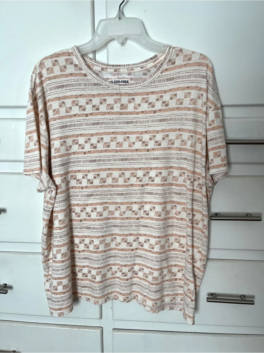Free People Wee the Free Nina printed tee Top in taupe size small - Picture 3 of 9